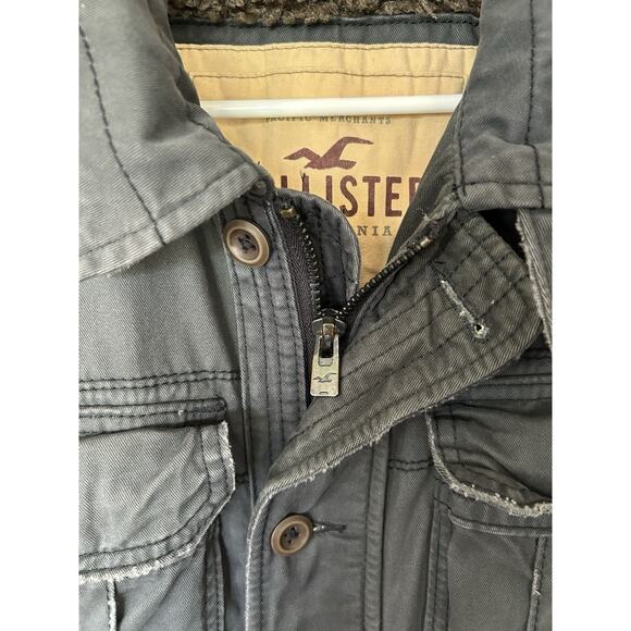 Y2K Hollister Men’s Carpinteria Dark Gray Winter Jacket Coat Size S Sherpa Lined - Picture 3 of 7